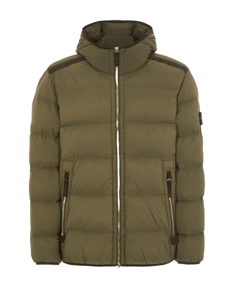 Stone Island Compass-patch Padded Down Jacket In Green