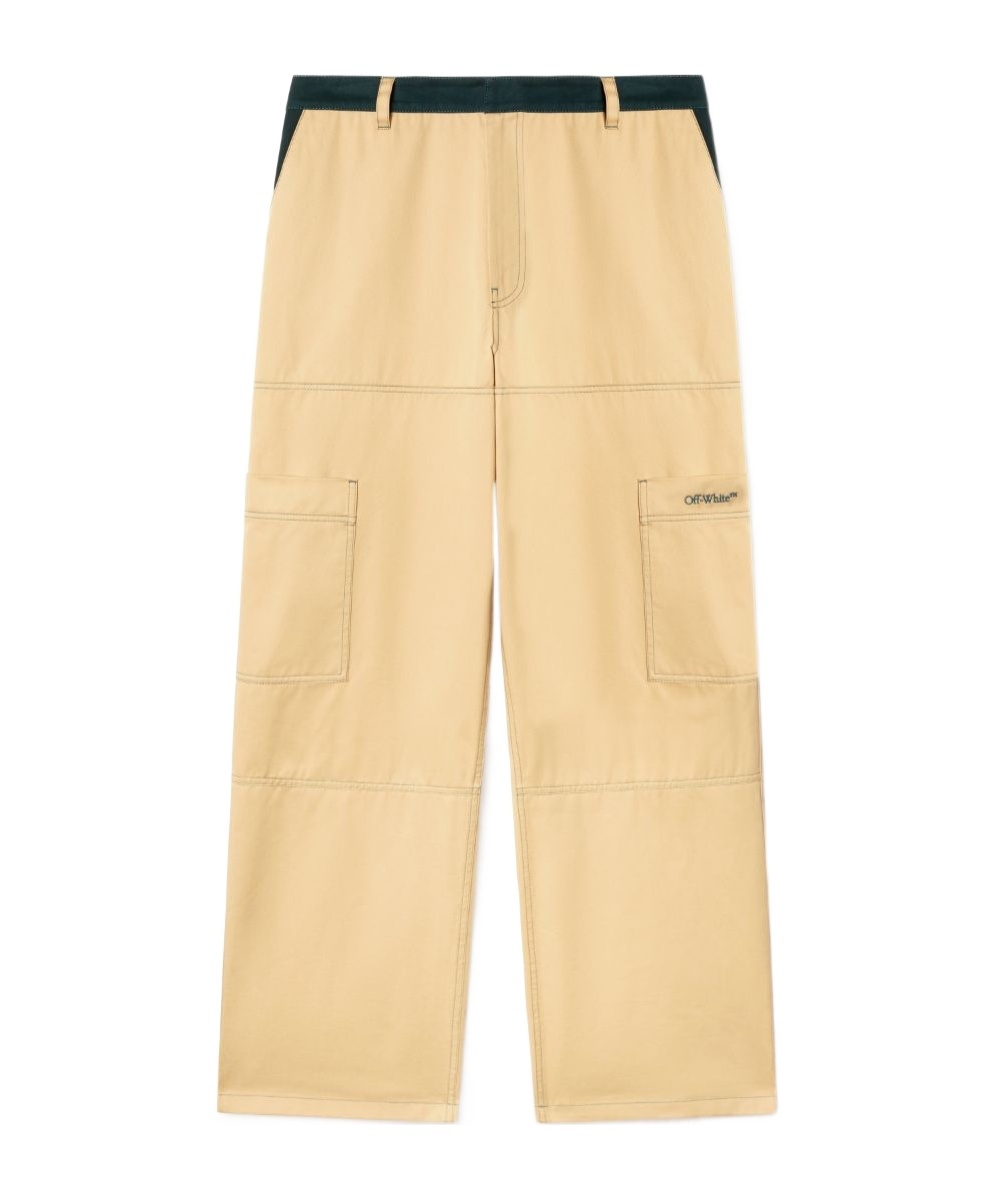 Off-white Off White Men `stitch Cotgab` Straight Cargo Pants In Nude