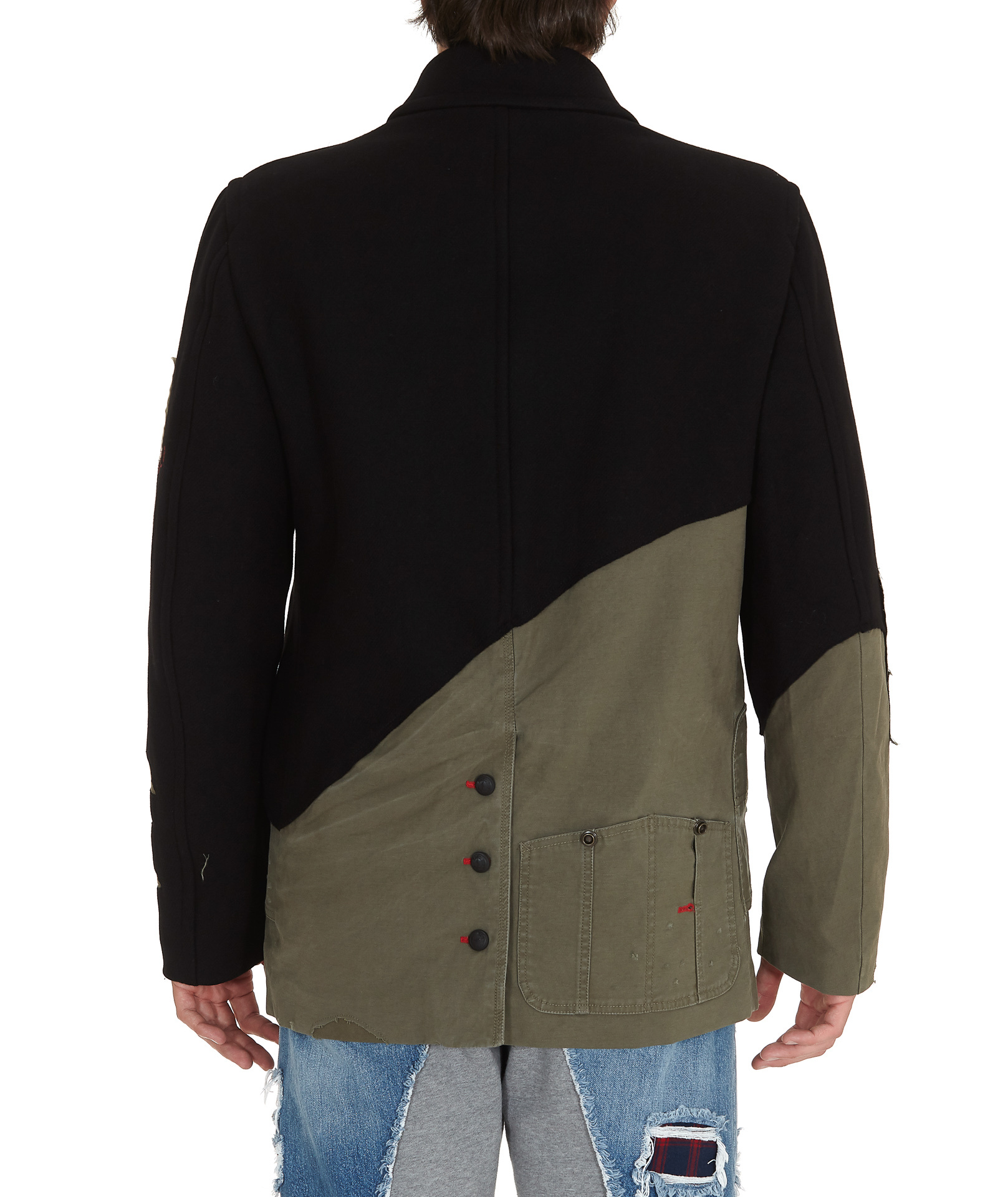 Paul & Shark Double-breasted Wool Splicing Jacket In Black