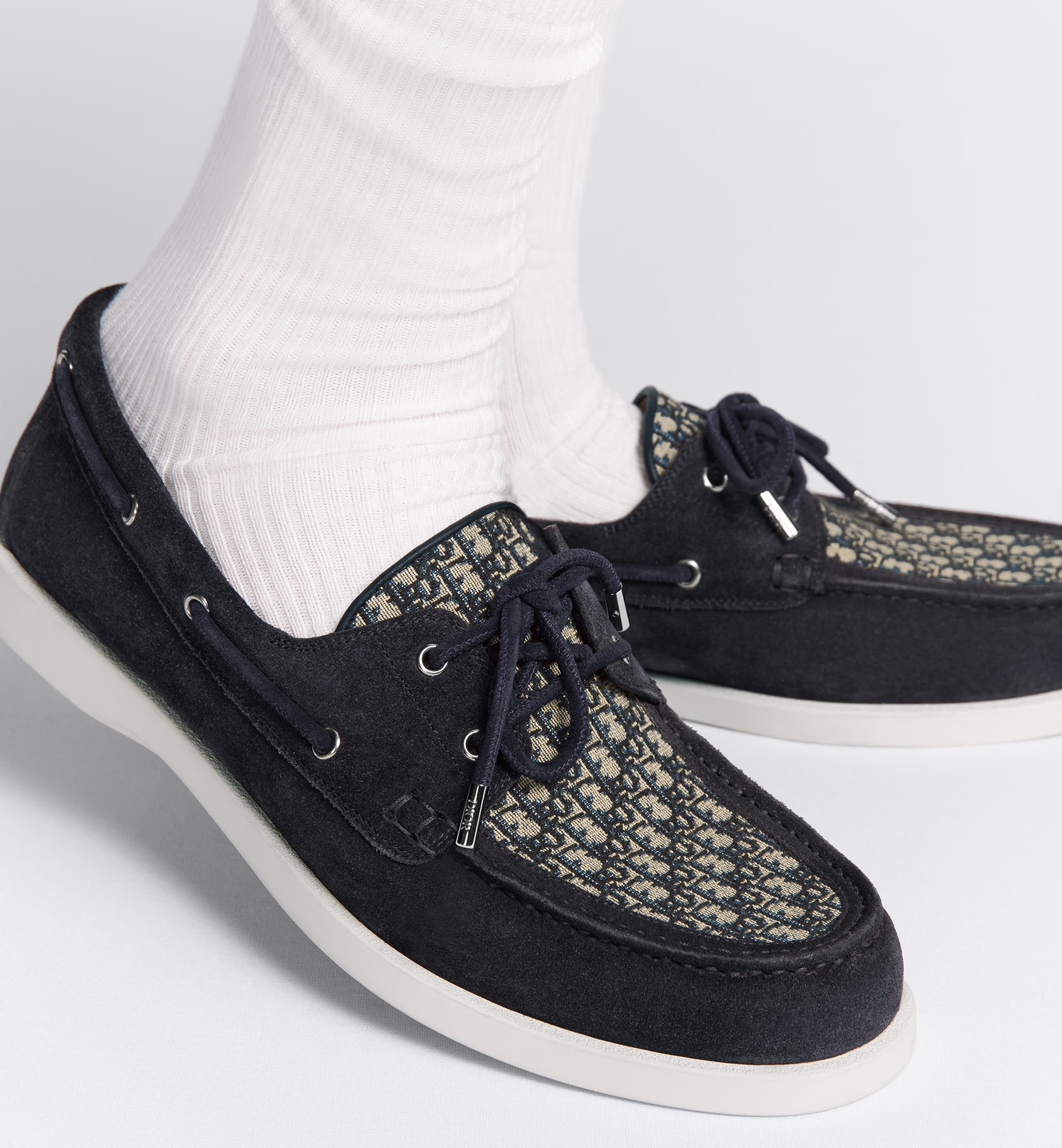 Dior Man Loafers Midnight Blue Size 8 Leather In Black