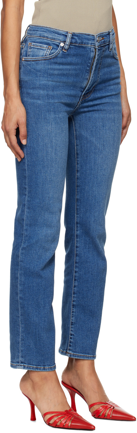 Frame Le Sleek High Waist Ankle Straight Leg Jeans In Blue