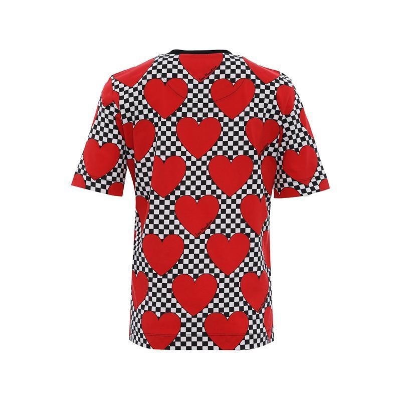 Moschino Checkered Love Printed T-shirt In Red
