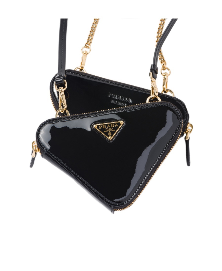 Prada Patent Leather Mini Pouch In Black
