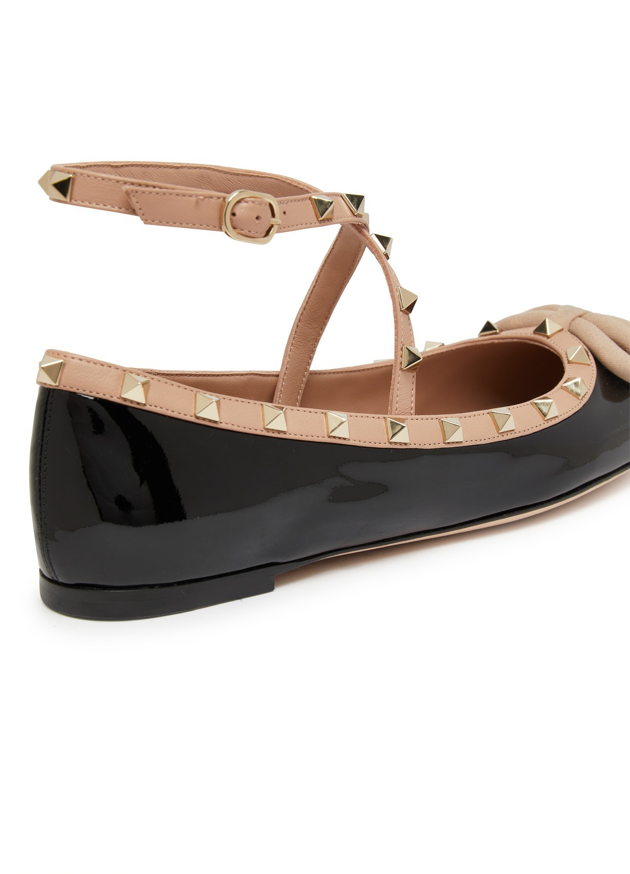 Shop Valentino Rockstud Flat Ballet Shoes In Black