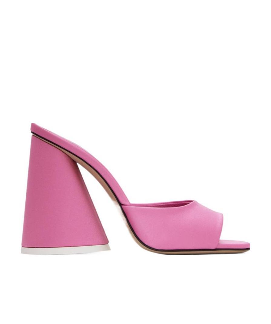 Shop Attico Luz 105mm Satin Mules In Pink