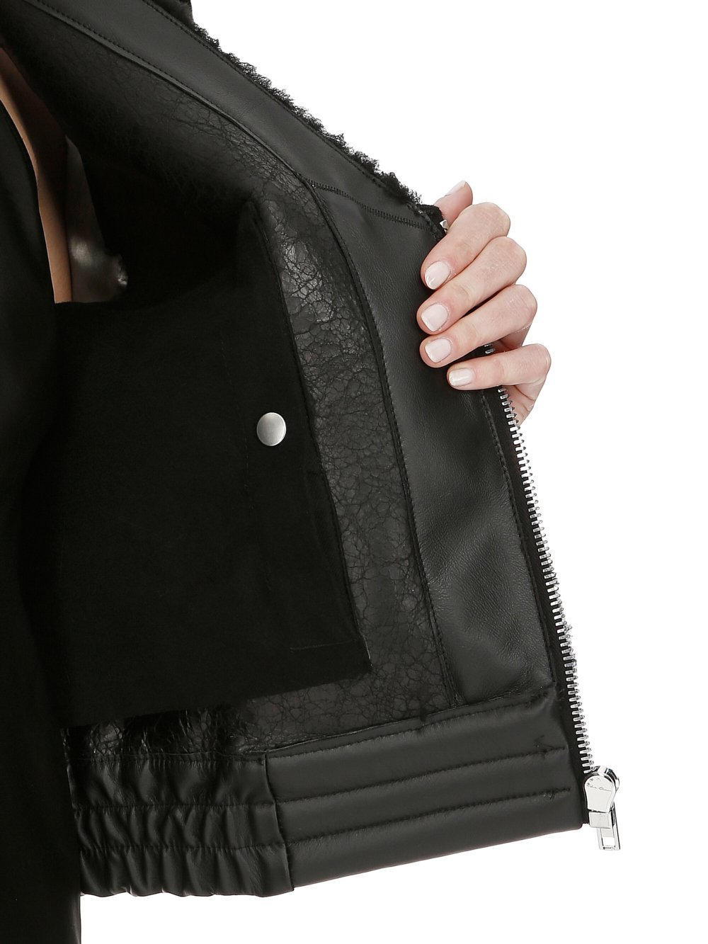 Rick Owens Zipper Leather Jacket In Black