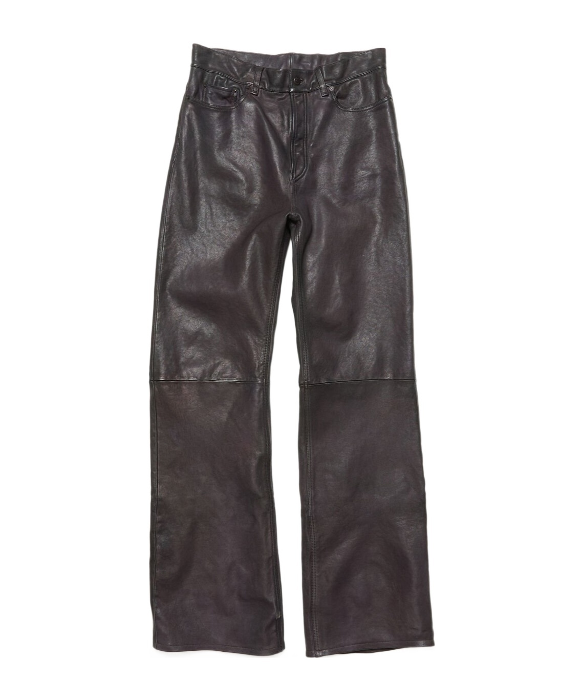 Acne Studios Belt Loop Leather Pants In Brown