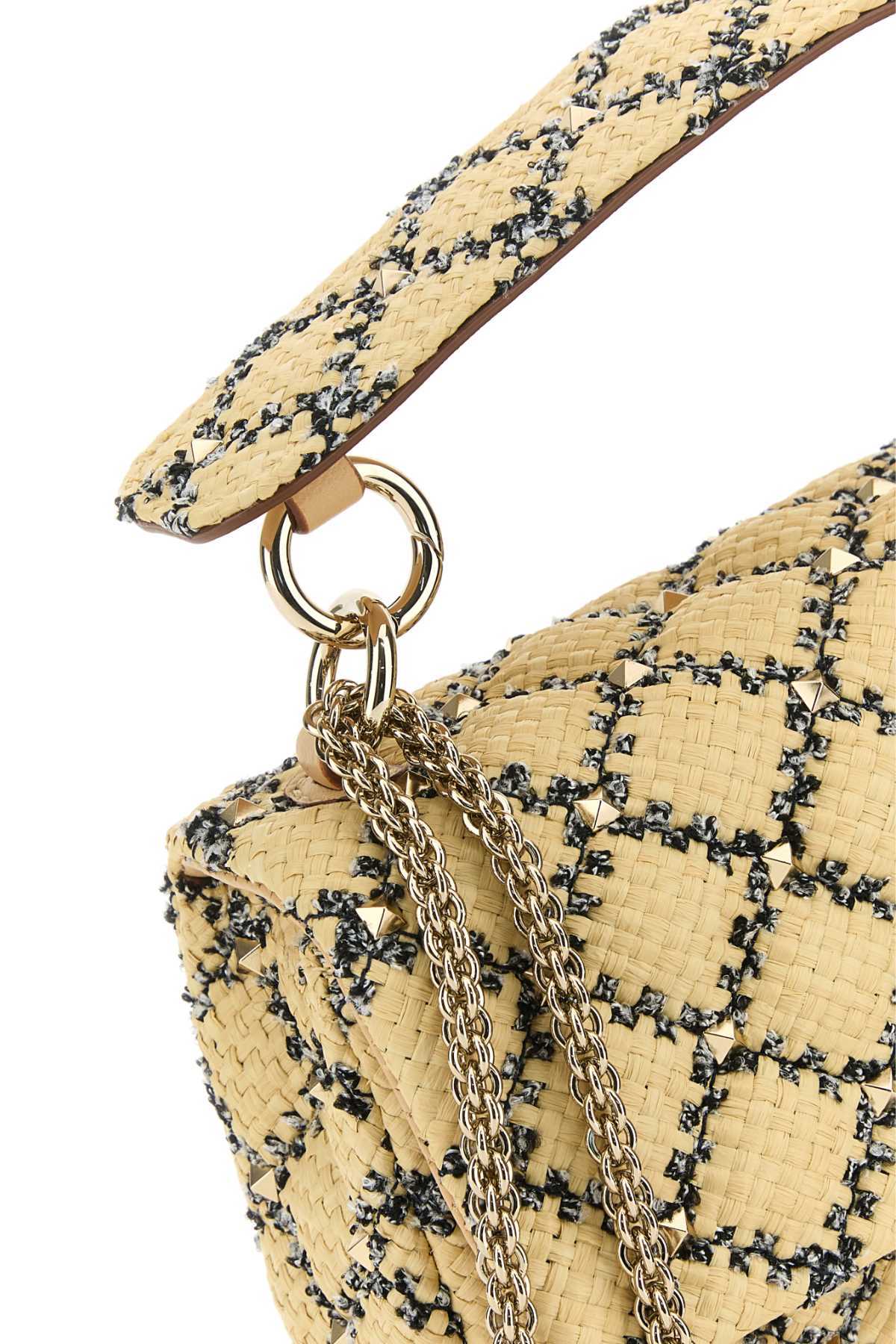 Valentino Women's Raffia Rockstud Handbag In Nude