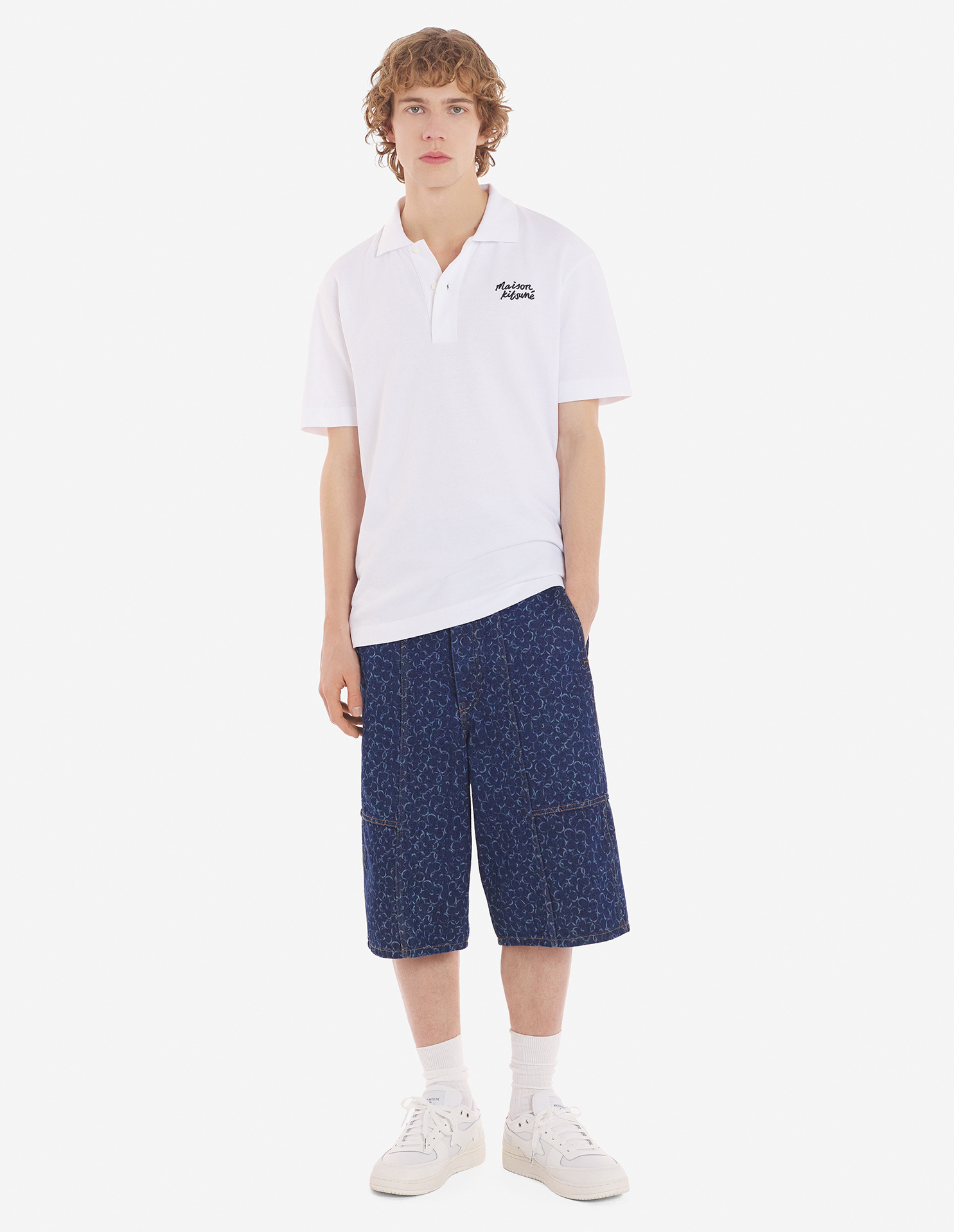 Maison Kitsuné Handwriting Cotton Polo Shirt In White