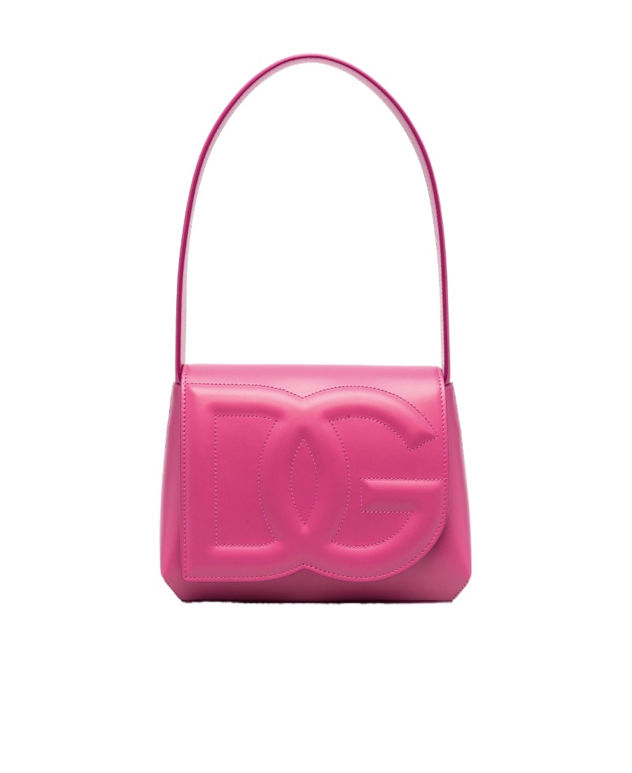 Dolce & Gabbana Leather Shoulder Bag With Dg Logo In Pink