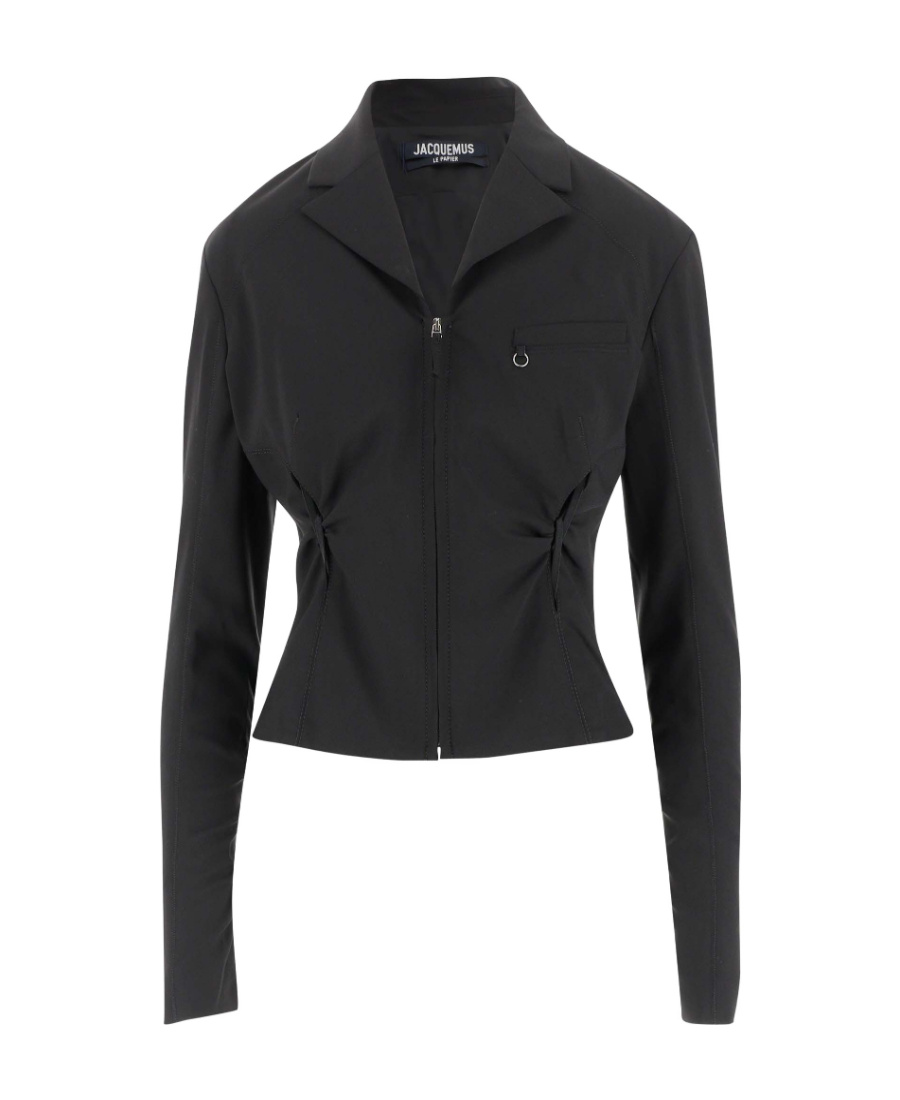 Jacquemus La Veste Neru Stretch Wool Cutout Jacket In Black