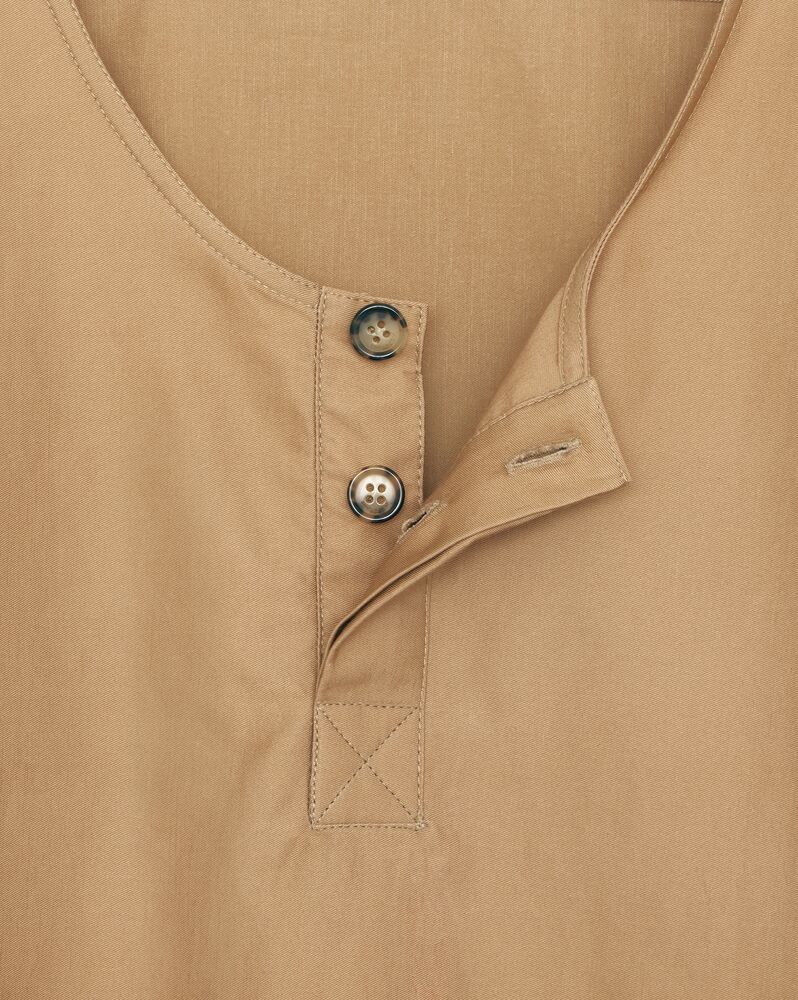 Saint Laurent Henley Twill-weave Blouse In Nude