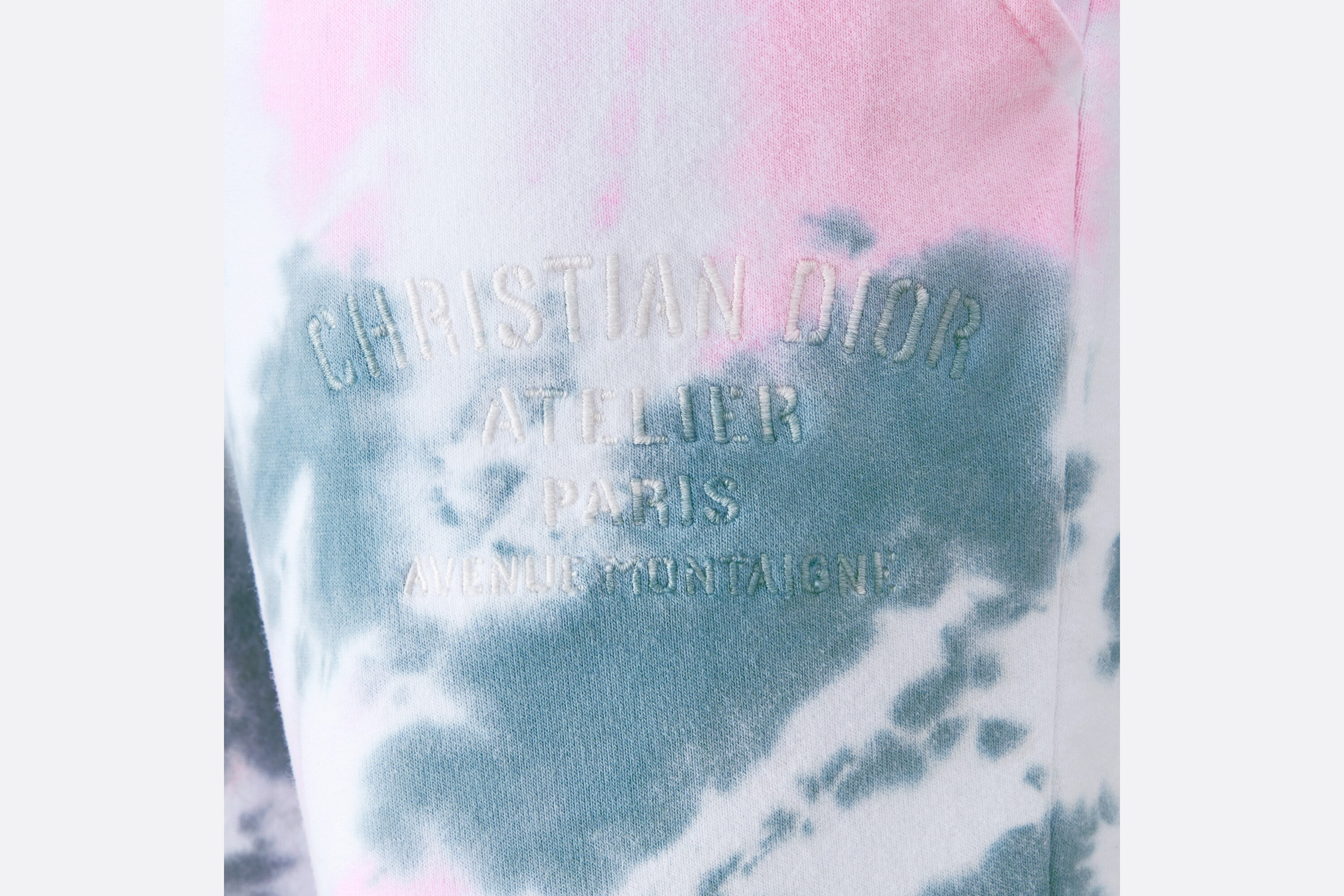 Dior Tie-dyed Logo Sweatpants In White/pink/khaki