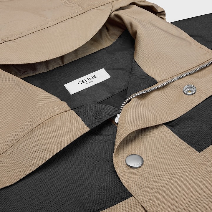 Celine Men Bicolor Nylon Jacket In Brown