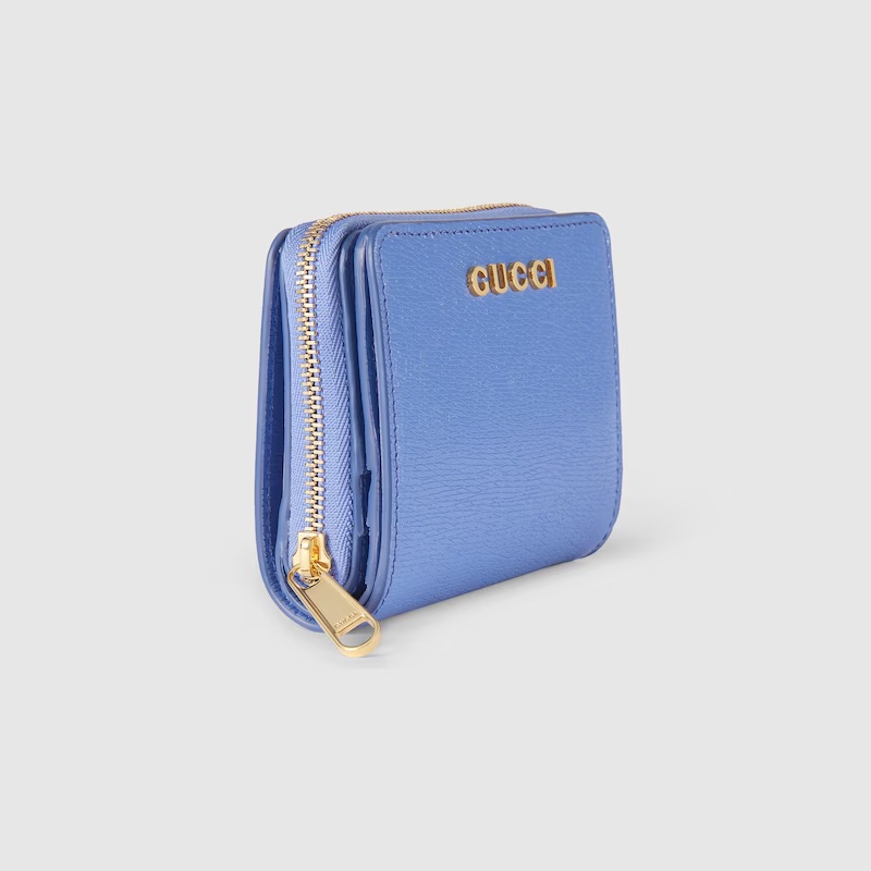 Shop Gucci Mini Zipper Wallet In Blue