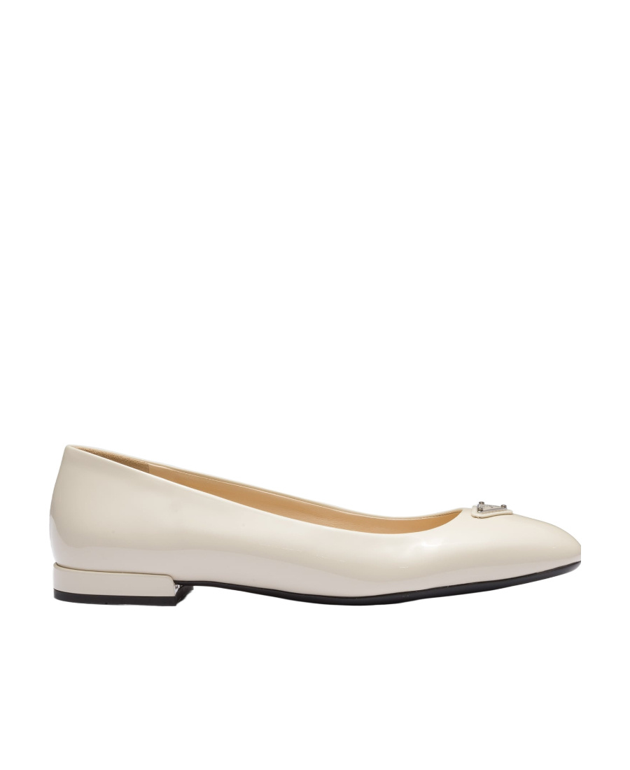 Prada Patent-leather Ballerina Flats In Nude