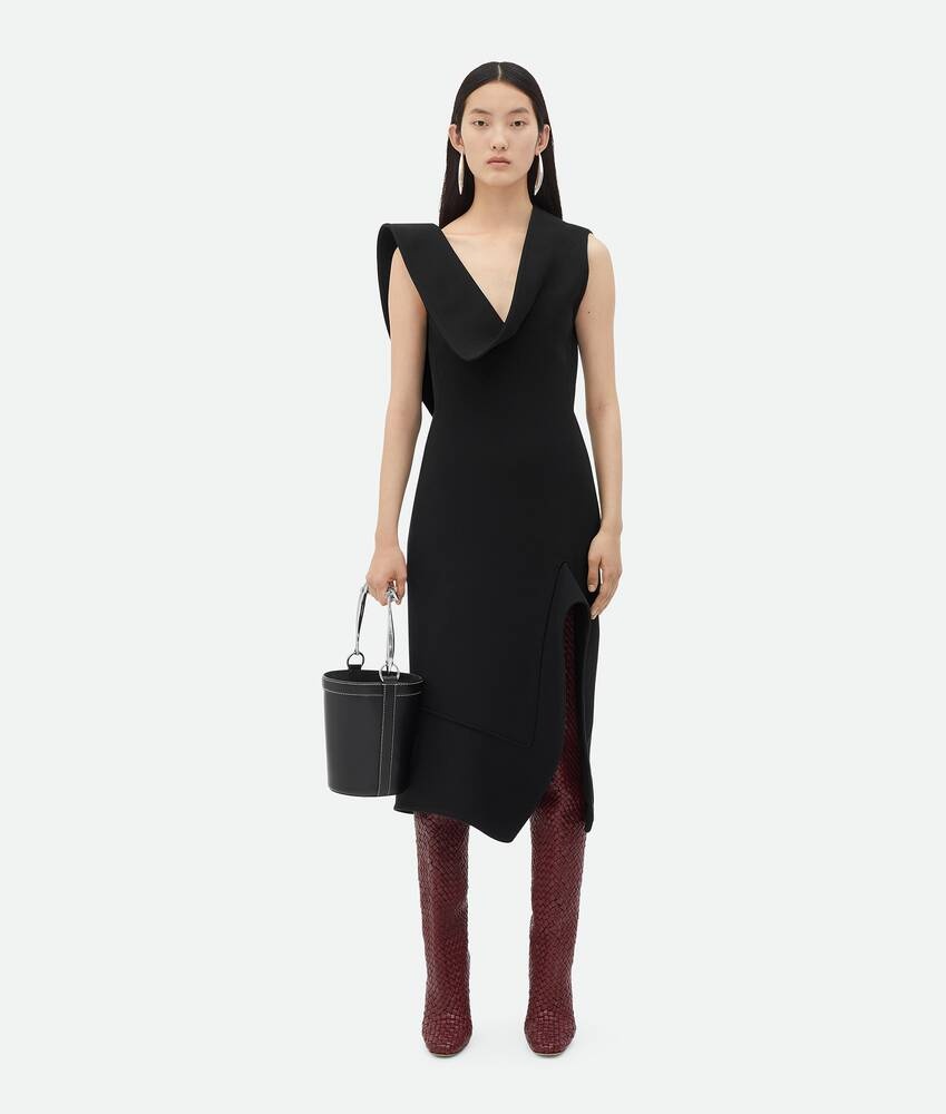 Bottega Veneta Structured Gabardine-weave Midi Dress In Black