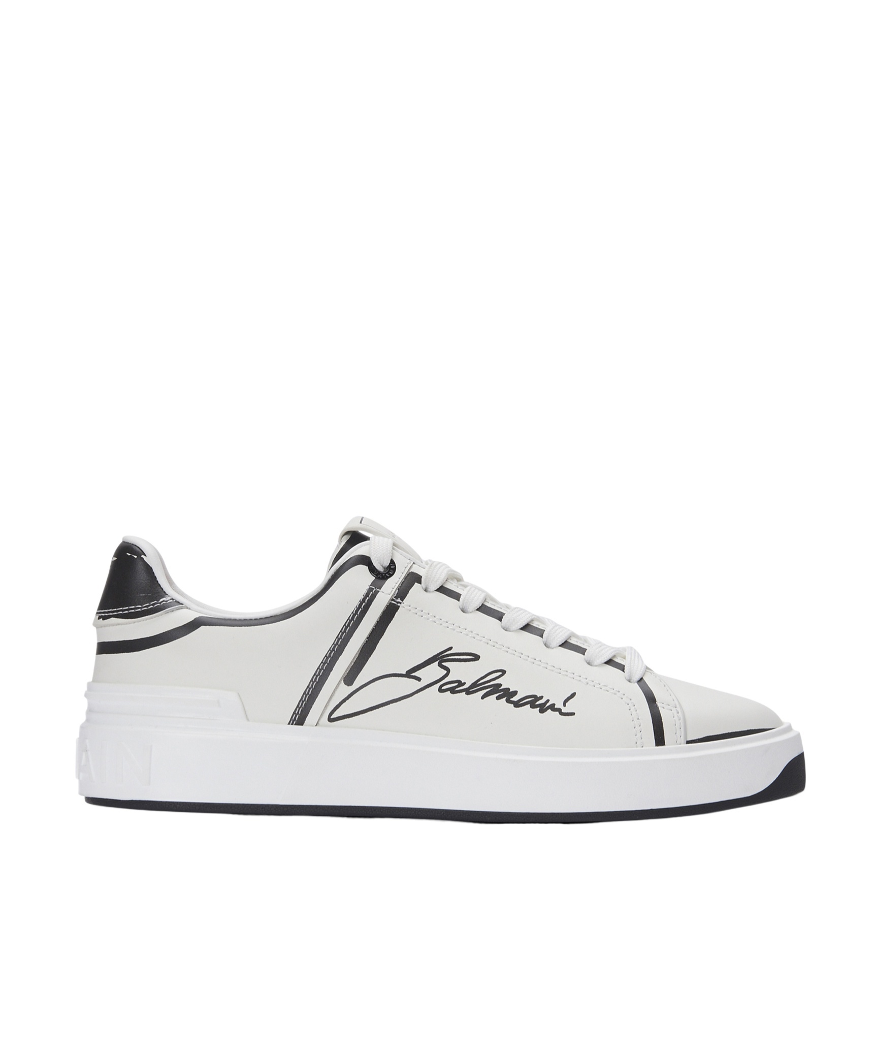 BALMAIN B-COURT PRINTED CALFSKIN TRAINERS