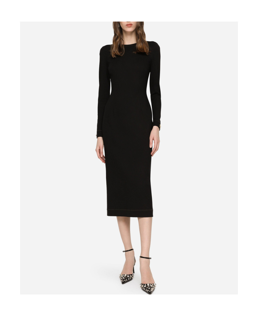Dolce & Gabbana Jersey Calf-length Dress With Dg Logo Details In Black