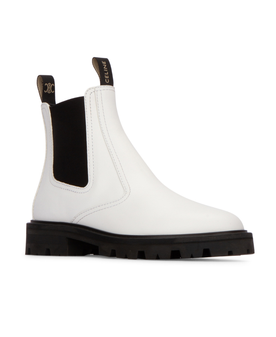 Celine Logo Boots In White