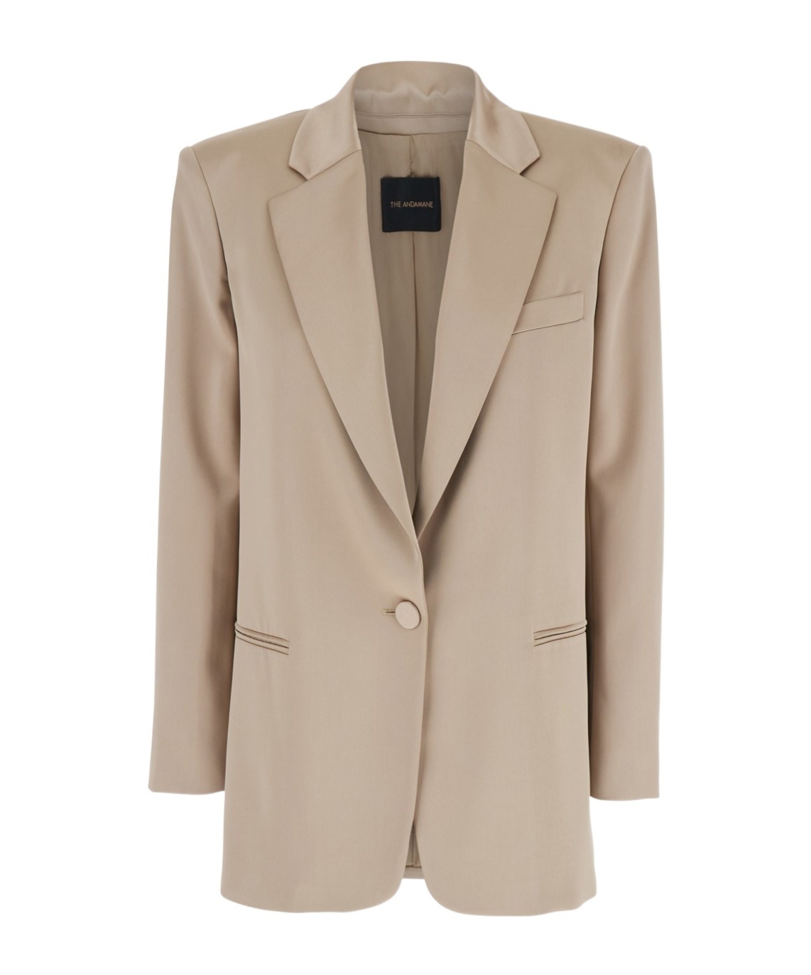 The Andamane Guia Beige Single-breasted Jacket With Notched Revers And Shoulder Pads In Wool Blend Stretch Woman In Nude
