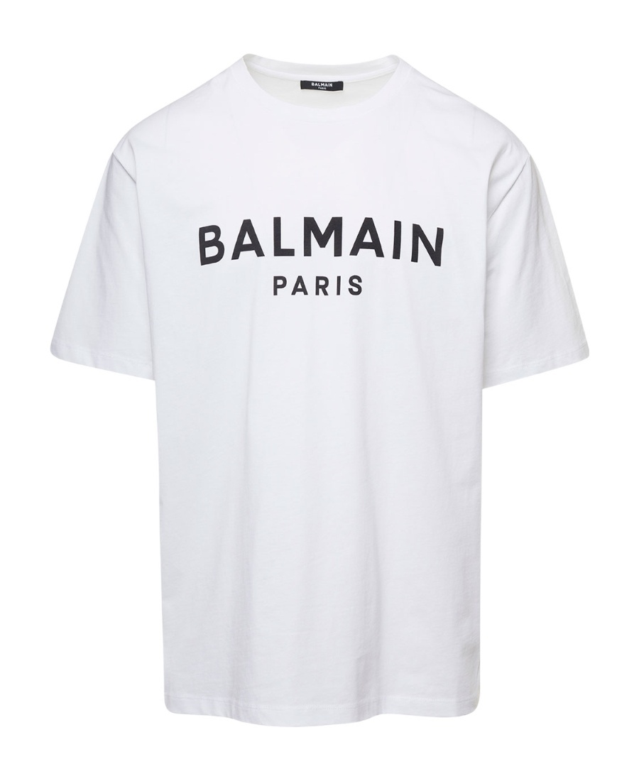 Balmain Printed Cotton T-shirt In White