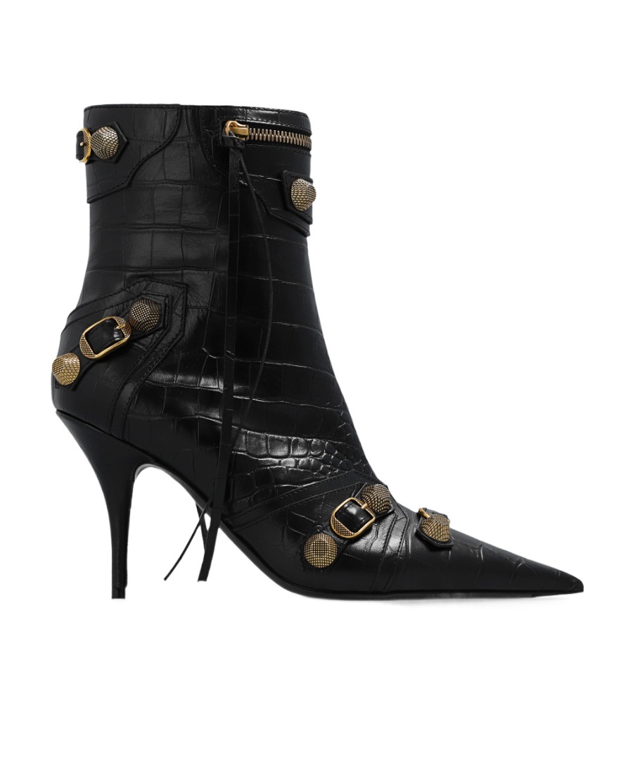 Balenciaga Cagole 50 Ankle Boots In Lamb Leather In Black