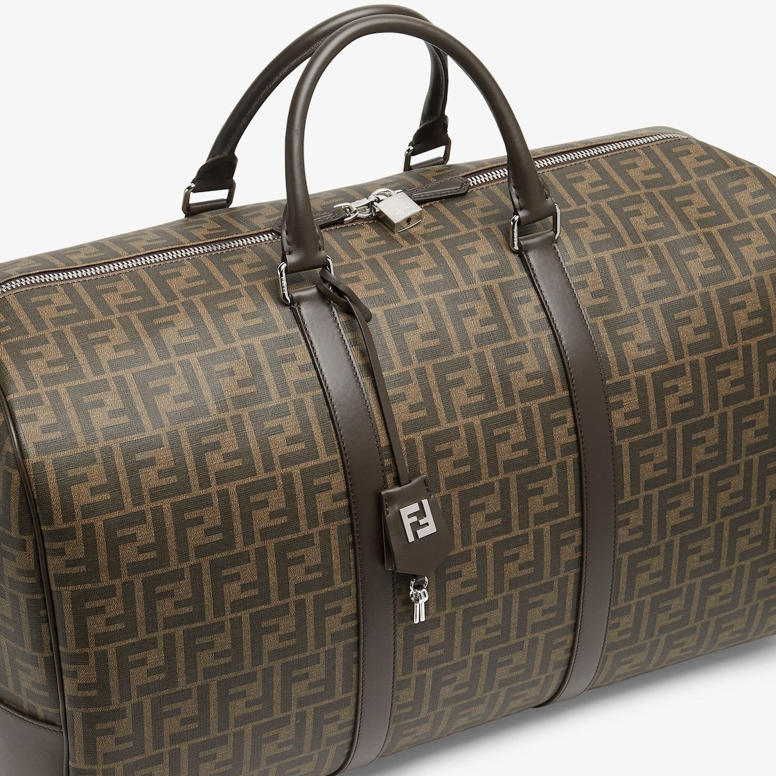 Fendi Men Large Duffle Ff Ff Fabric Travel Bag In Black