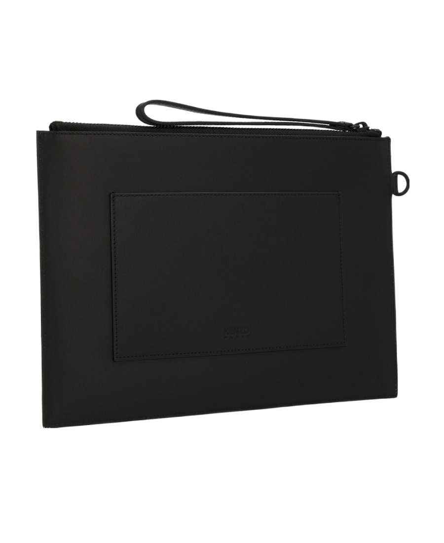 KENZO KENZO LOGO PRINTED ZIPPED LARGE CLUTCH BAG