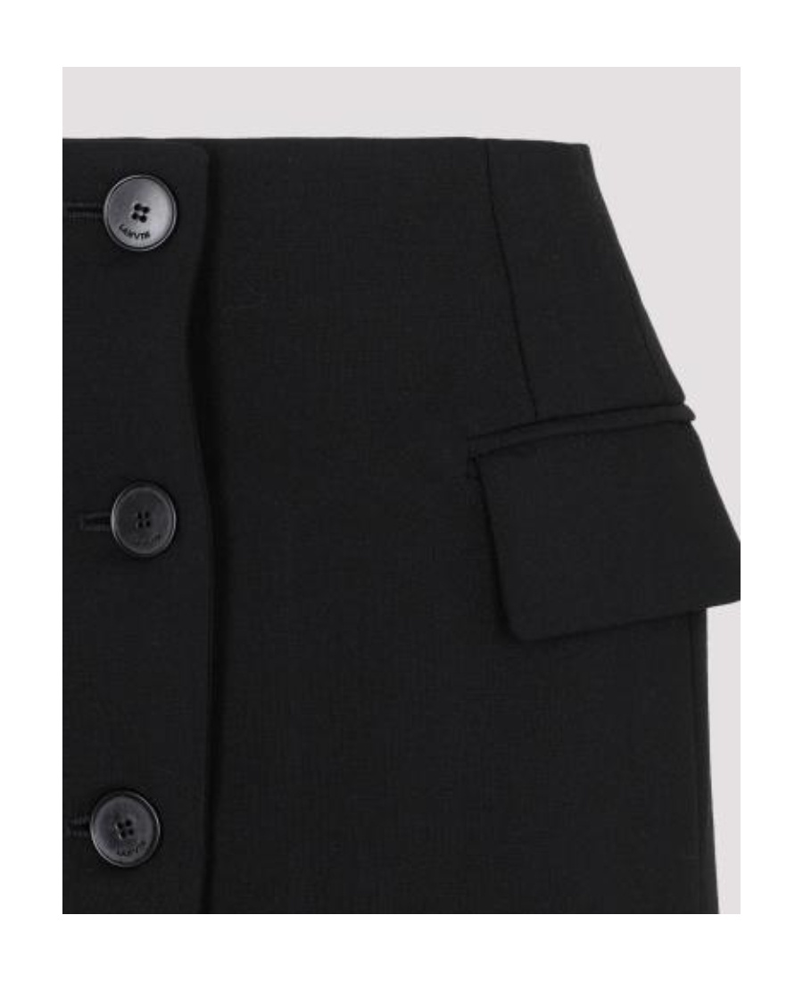 Lanvin High Waist Wool Blend Mini Skirt In Black