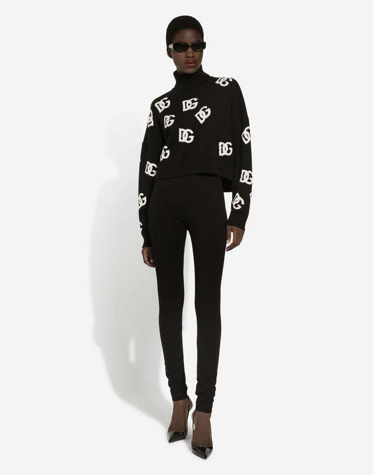 Dolce & Gabbana Intarsia-knit Logo Virgin Wool Jumper In Black