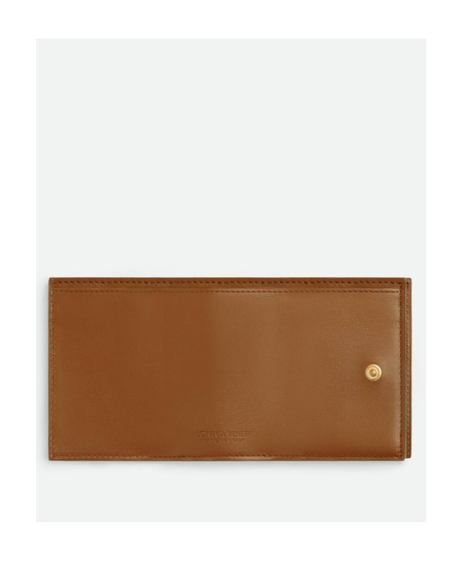 Bottega Veneta Logo Trifold Wallet In Brown