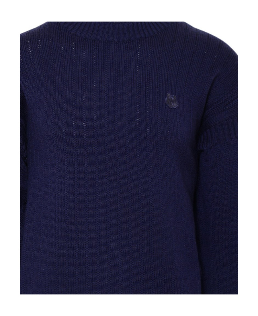 Kenzo Tiger-patch Wool Crewneck Jumper In Black