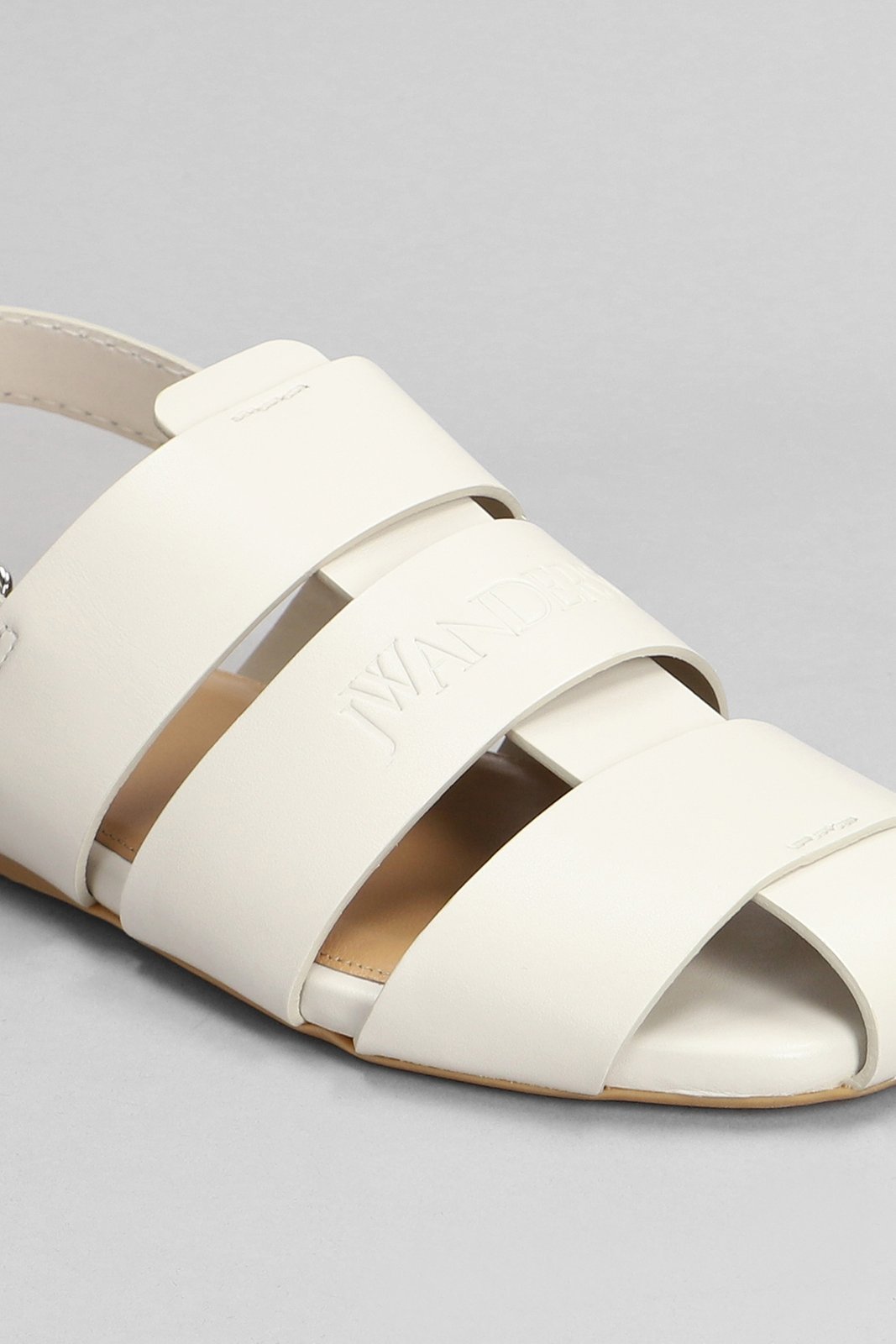 Jw Anderson Calfskin Slingback Fisherman Sandals In White