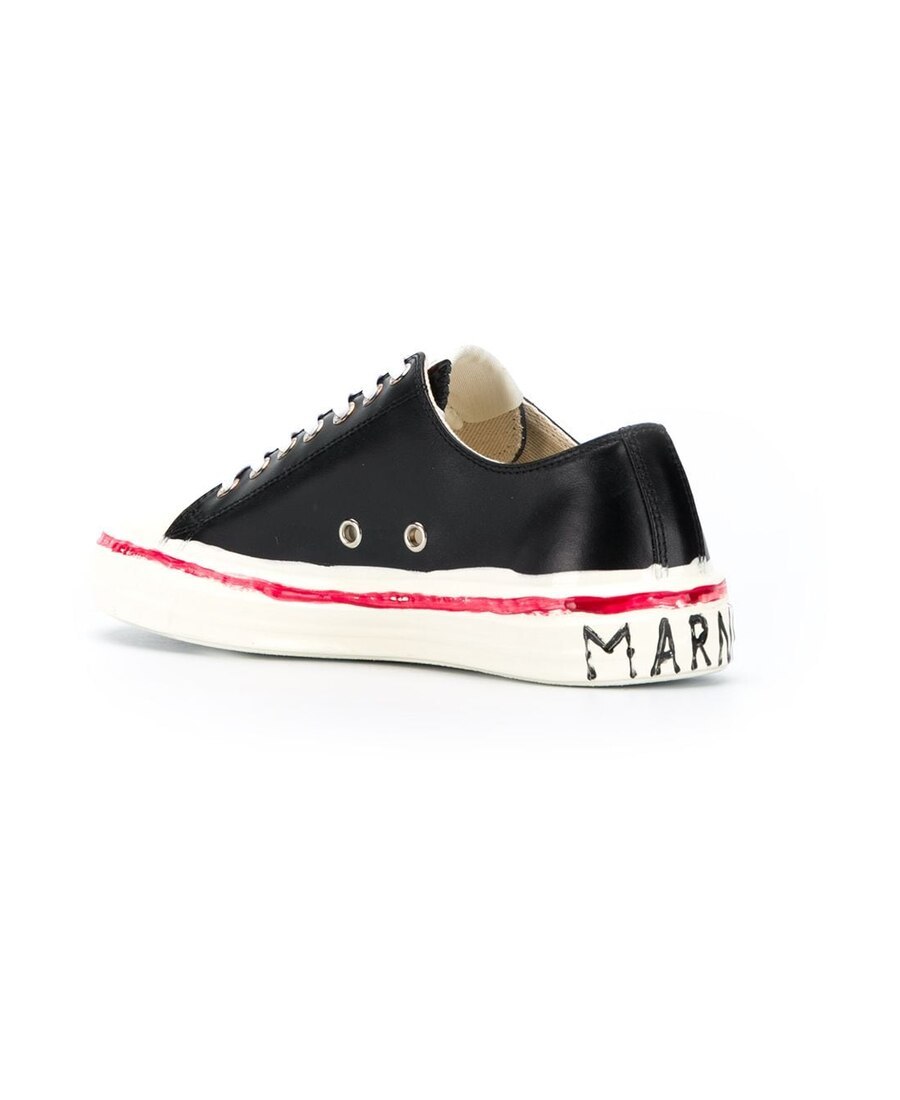 Marni Leather Lace-up Sneakers In Black