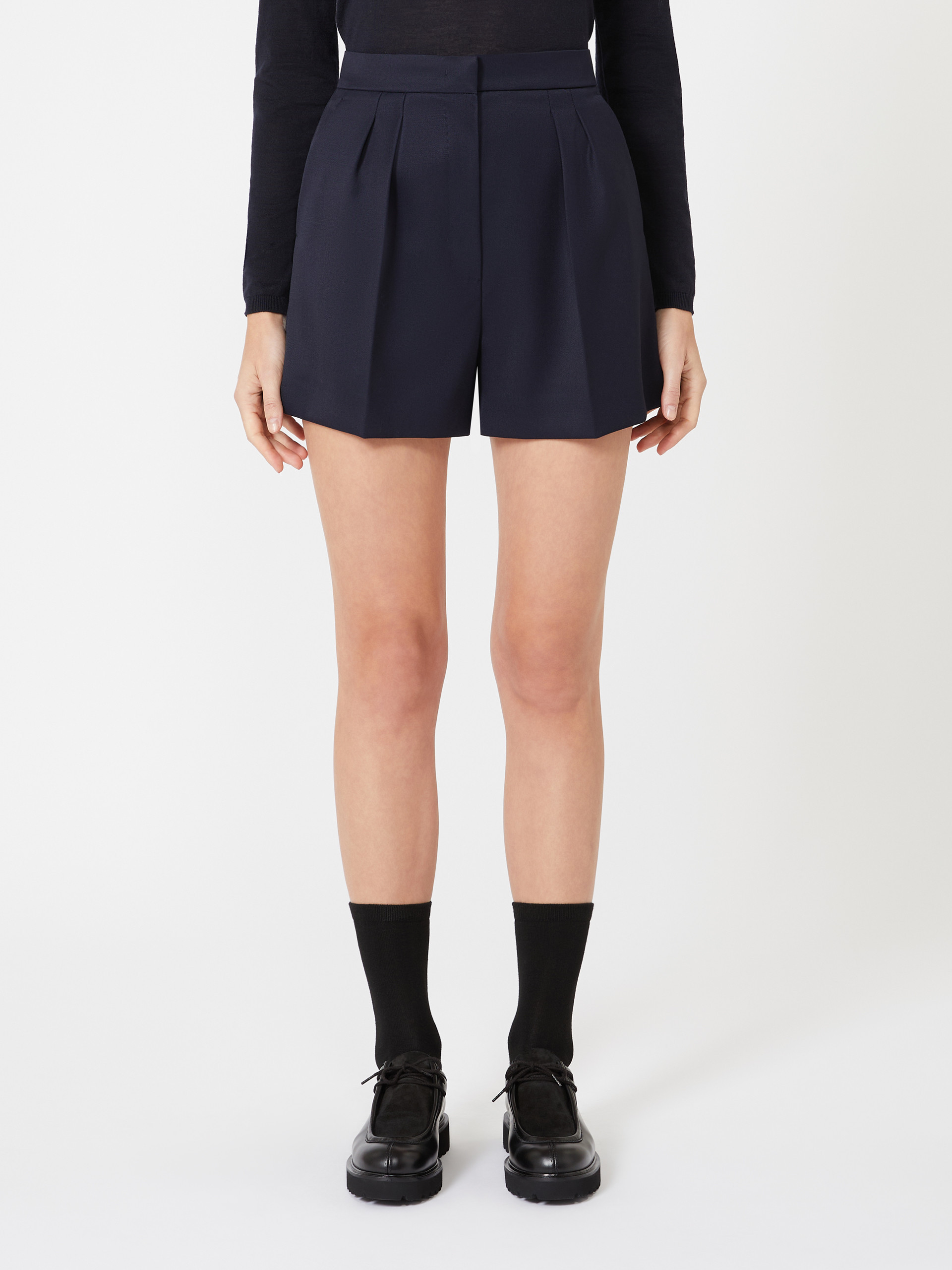 Max Mara Wool Shorts In Blue