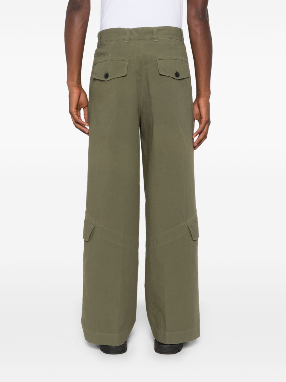 Dries Van Noten Loose Fit Wide Leg Pant In Khaki In Green
