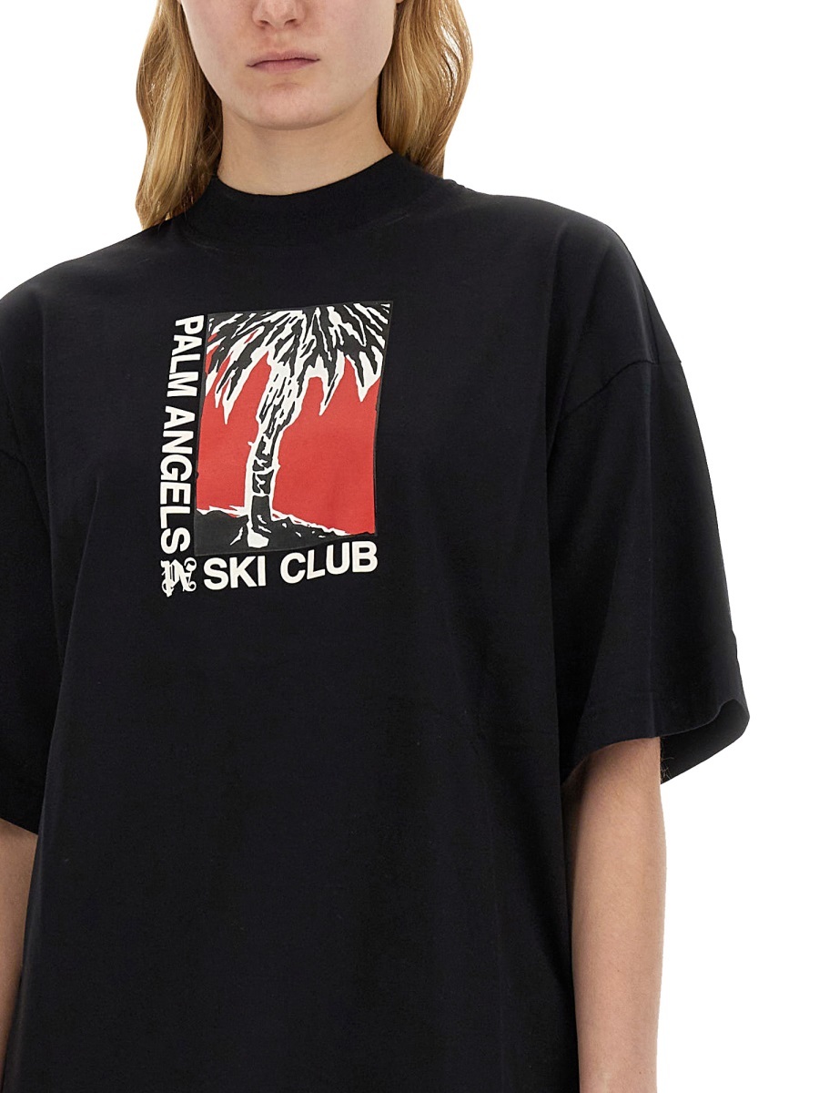 Palm Angels Palm Soft Fit T-shirt Ski Club In Black