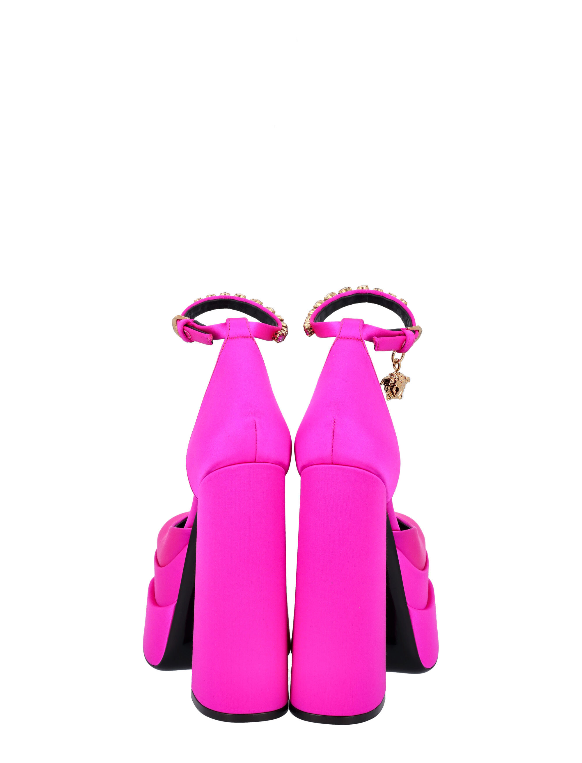 Shop Versace Medusa Head Charm Platform Sandals In Purple