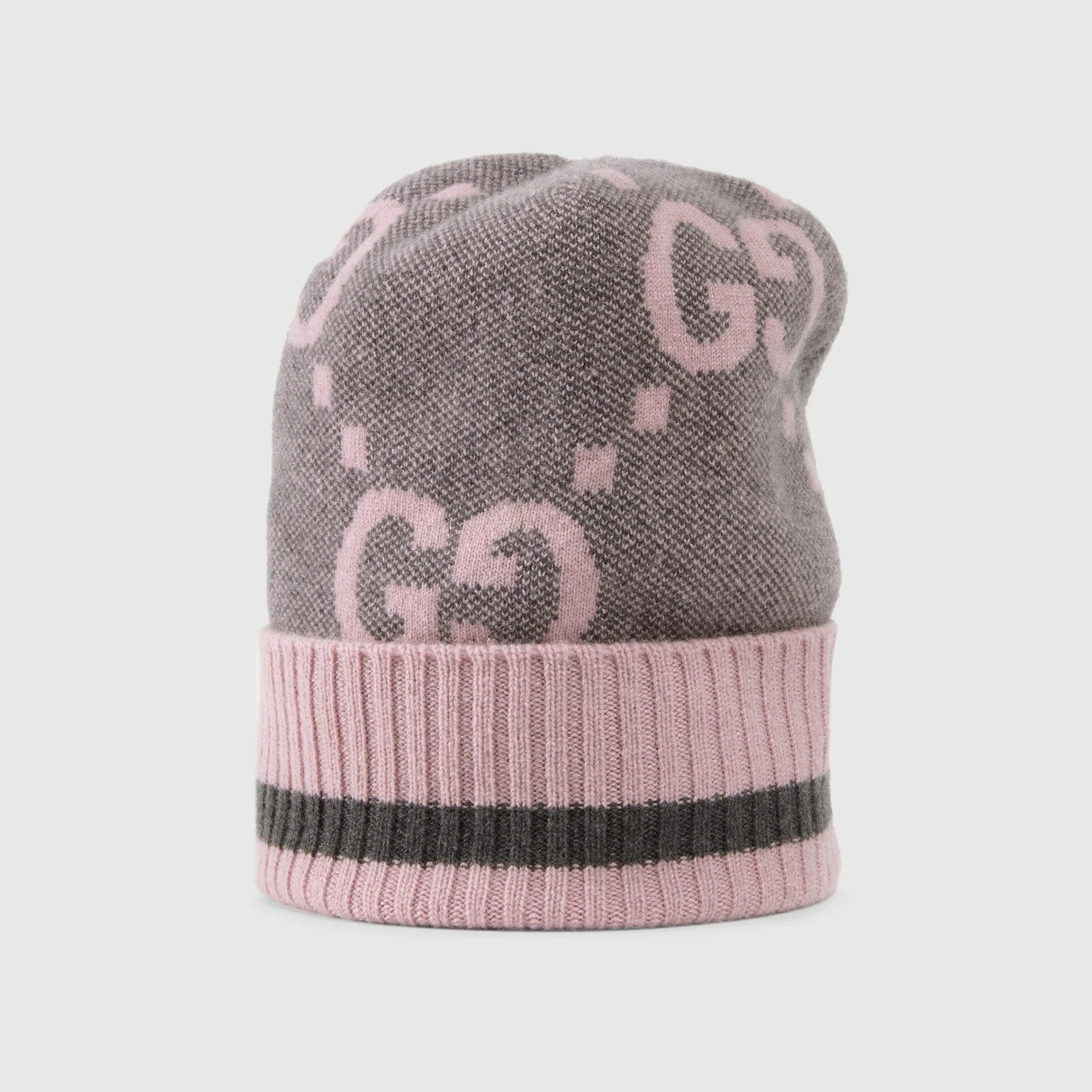 Gucci Intarsia-knit Logo Hat In Gray