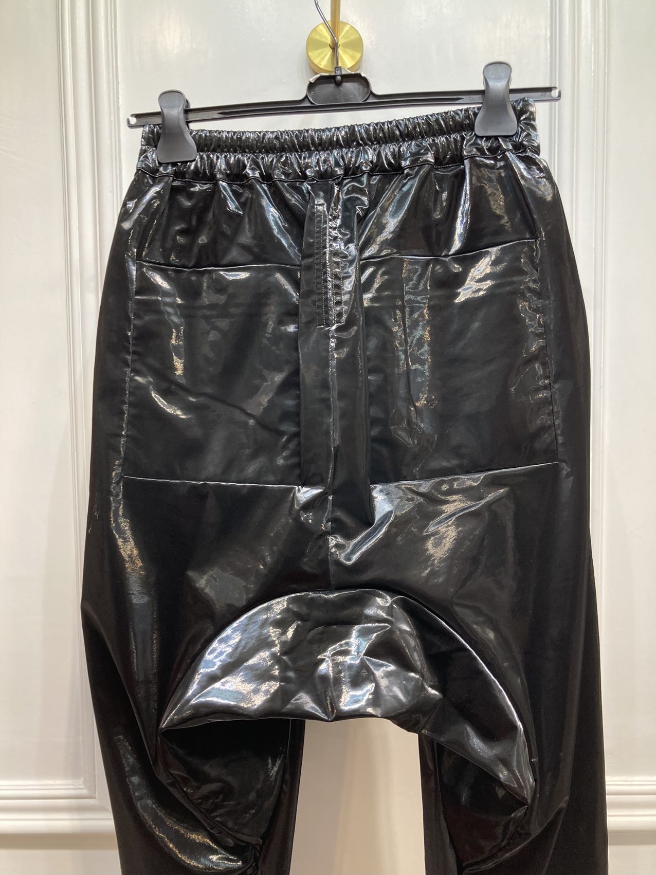 Rick Owens Drkshdw Glossy-finish Drop-crotch Trousers In Black