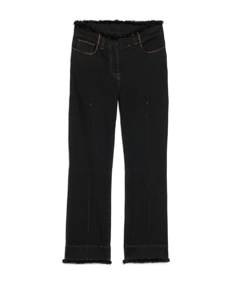 Jacquemus Frayed Cropped Jeans In Black