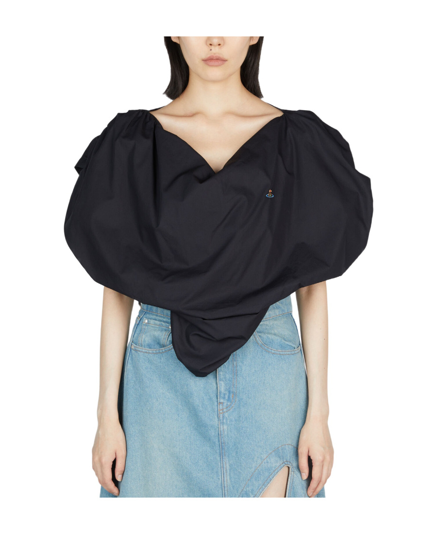 Vivienne Westwood V-neck Short-sleeved Blouse In Black