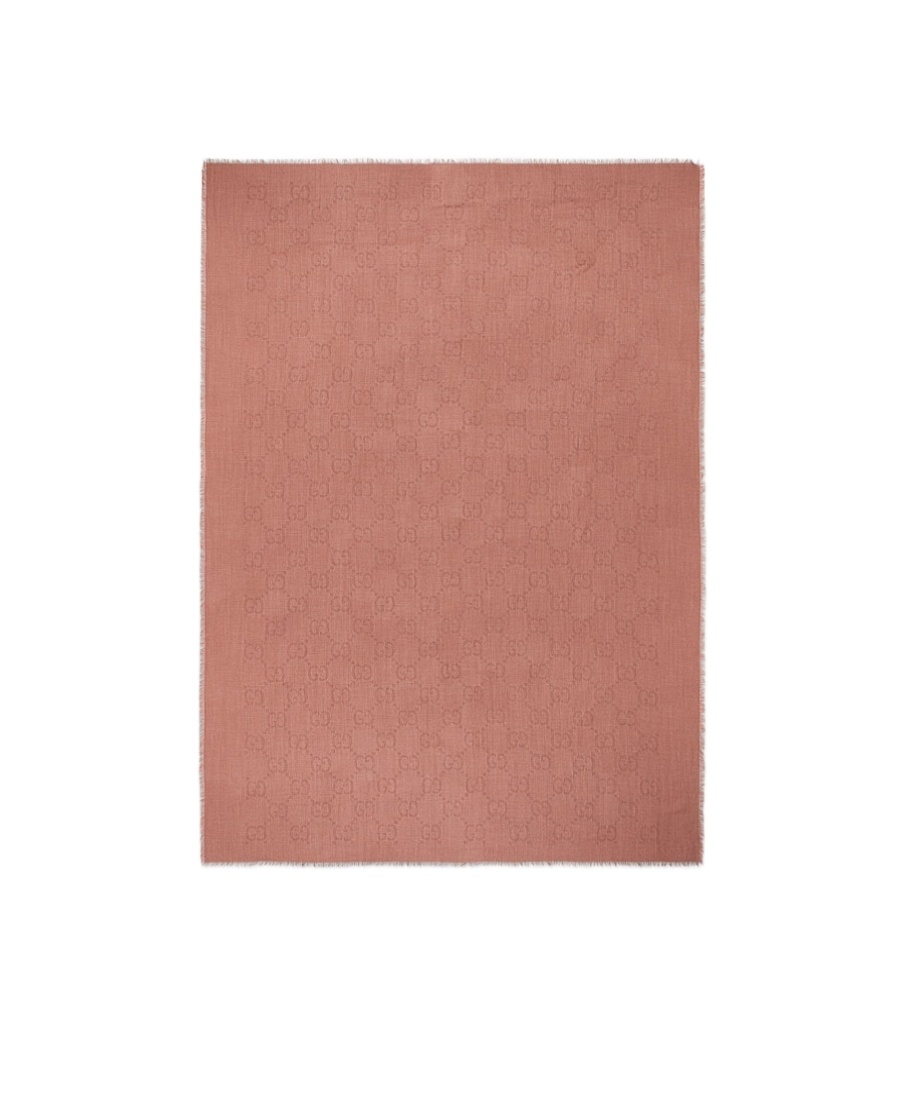 Gucci G-monogram Frayed Scarf In Pink