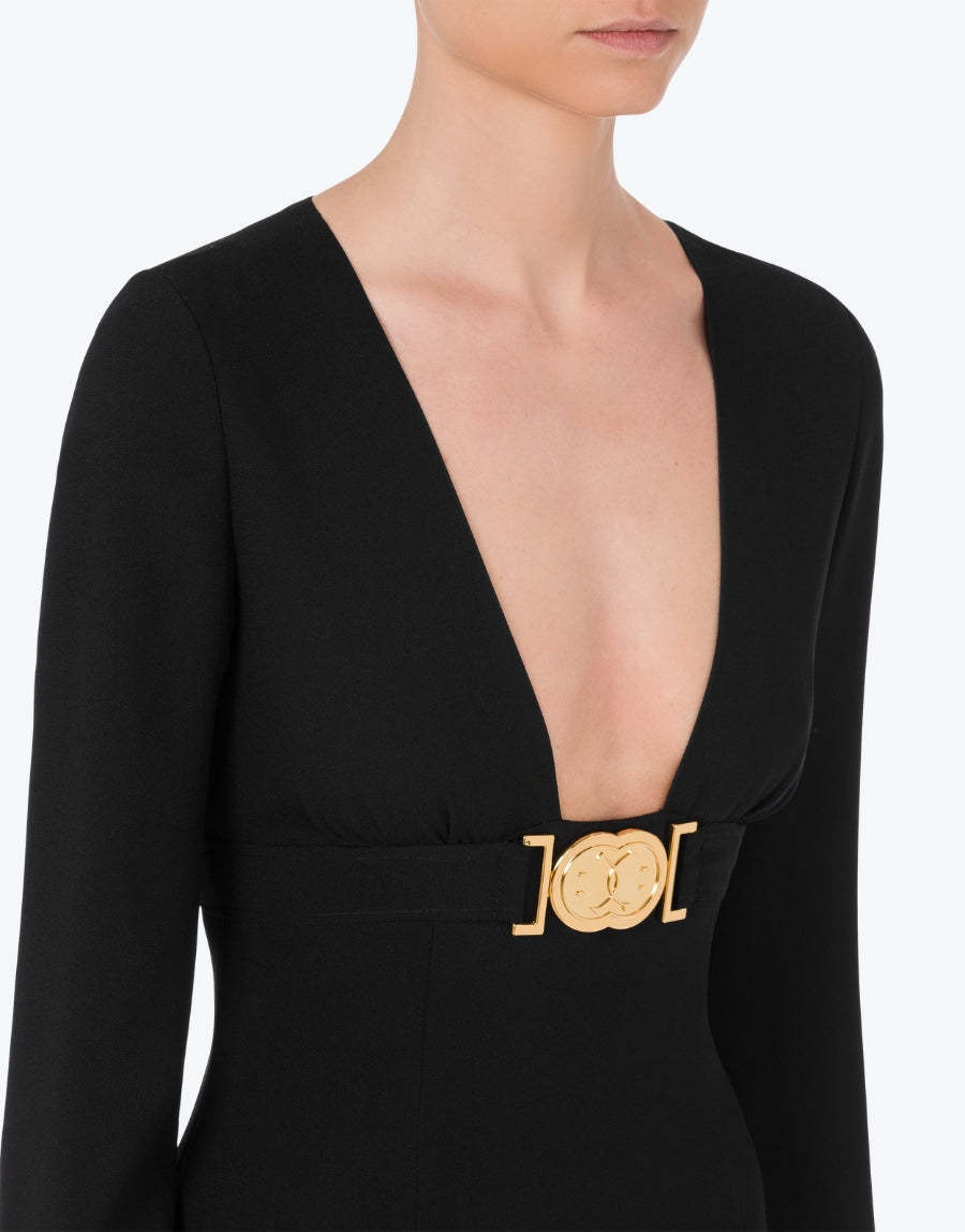 Moschino Silhouette Buckle Sleeves Neckline In Black