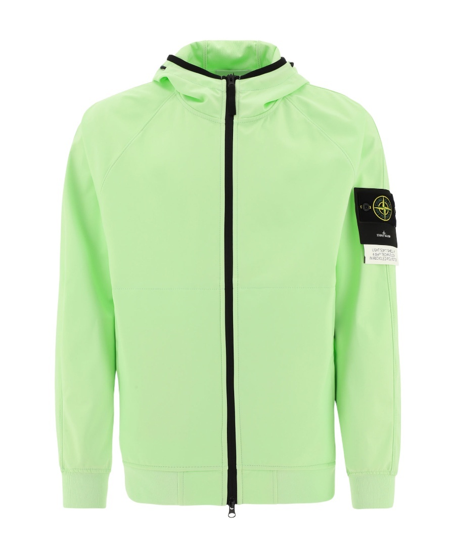 Stone Island Compass-badge Hooded Windbreaker In Green