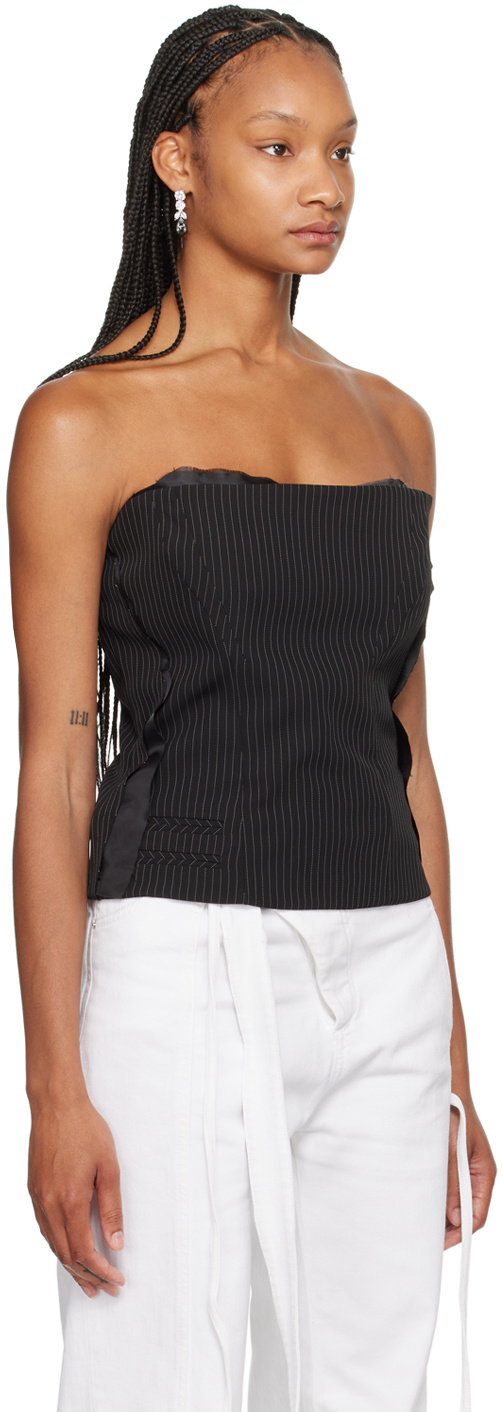 Ottolinger Pinstriped Deconstructed Corset Top In White