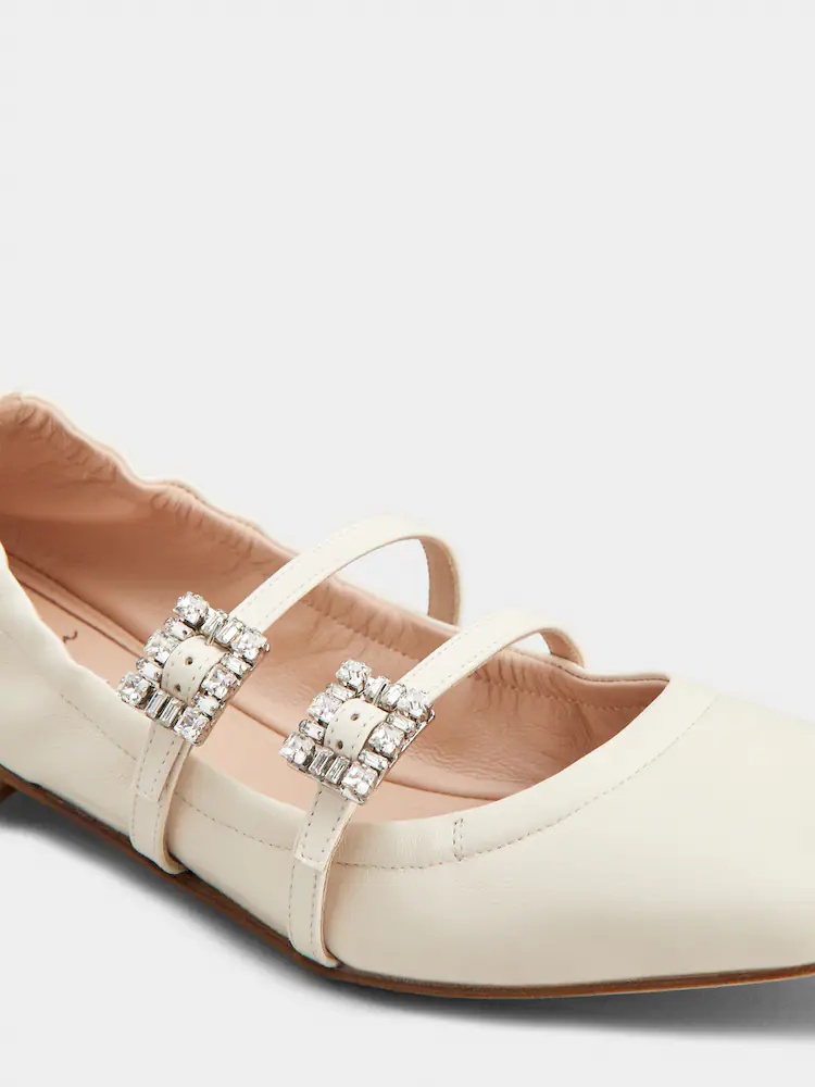 Roger Vivier "nappa Ballet Flats With Strass Buck In White