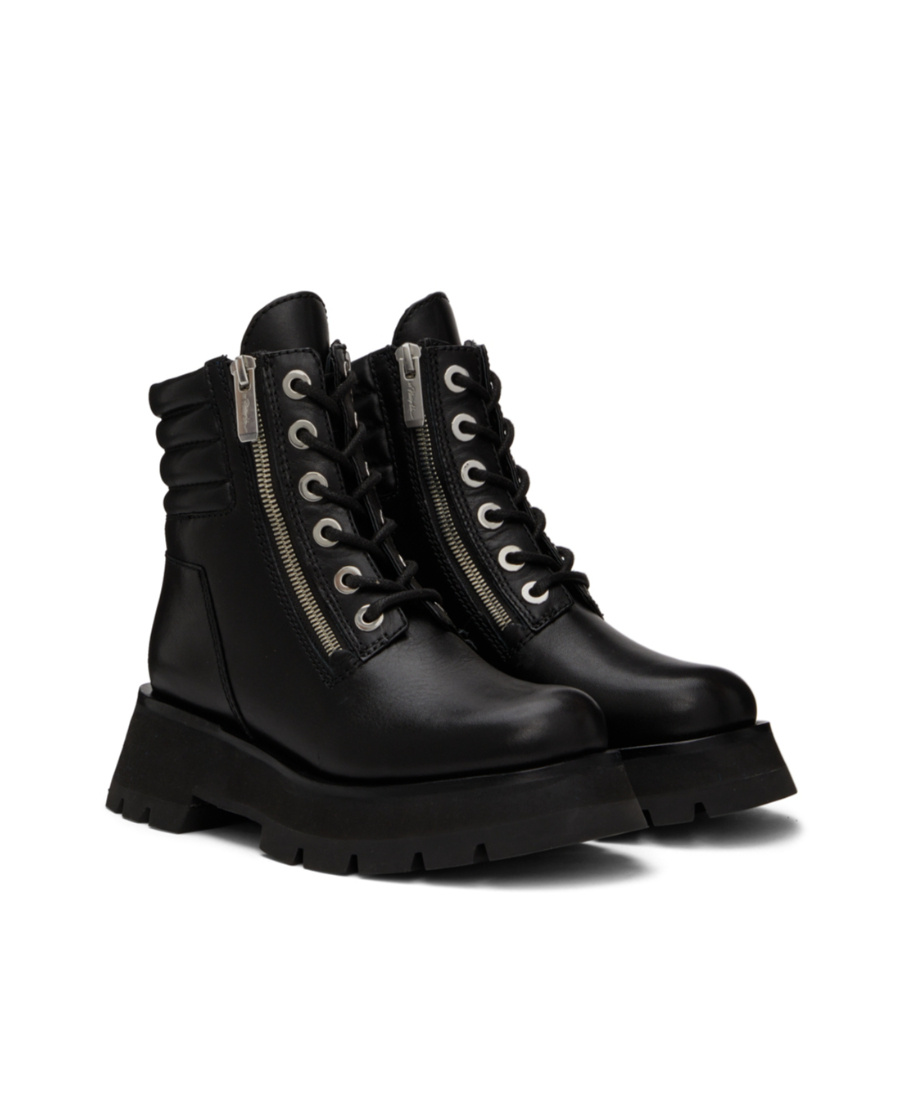 3.1 Phillip Lim Kate Lug-sole Zip Duo Combat Booties, Black In Black