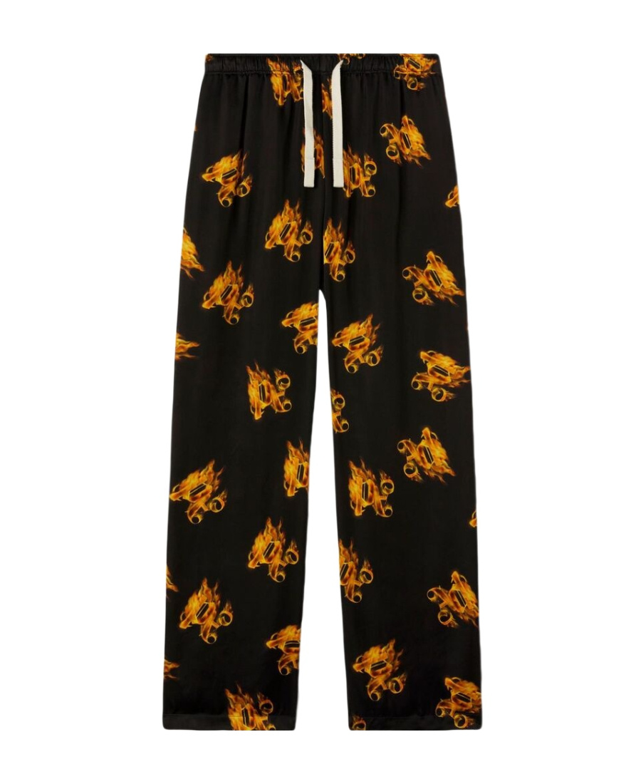 Palm Angels Burning Monogram-embroidered Track Pants In Black